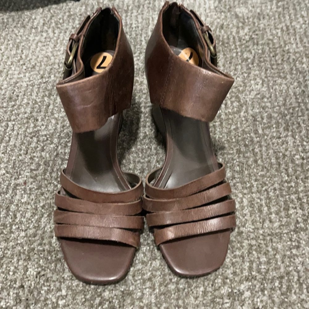Via Spiga Brown Leather Wedge
